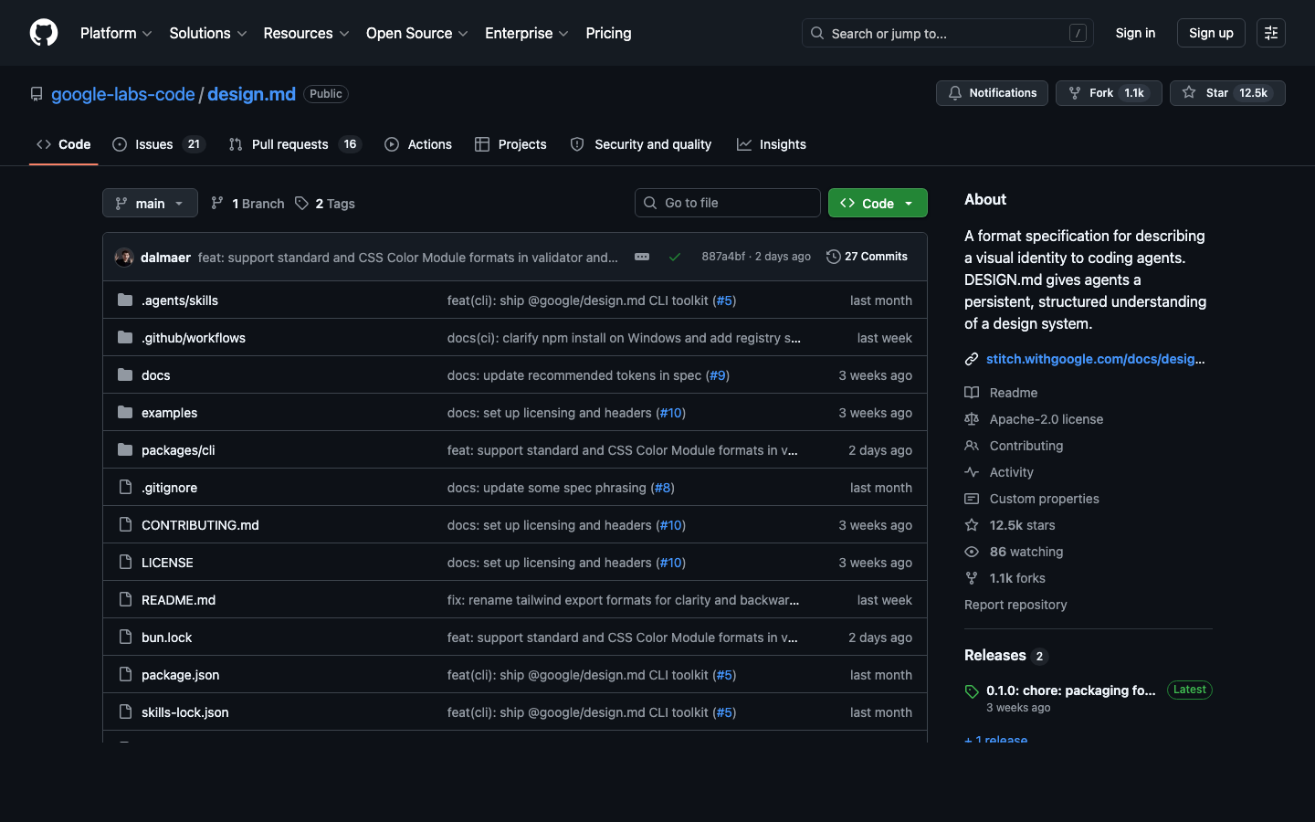 MD spec files repo preview