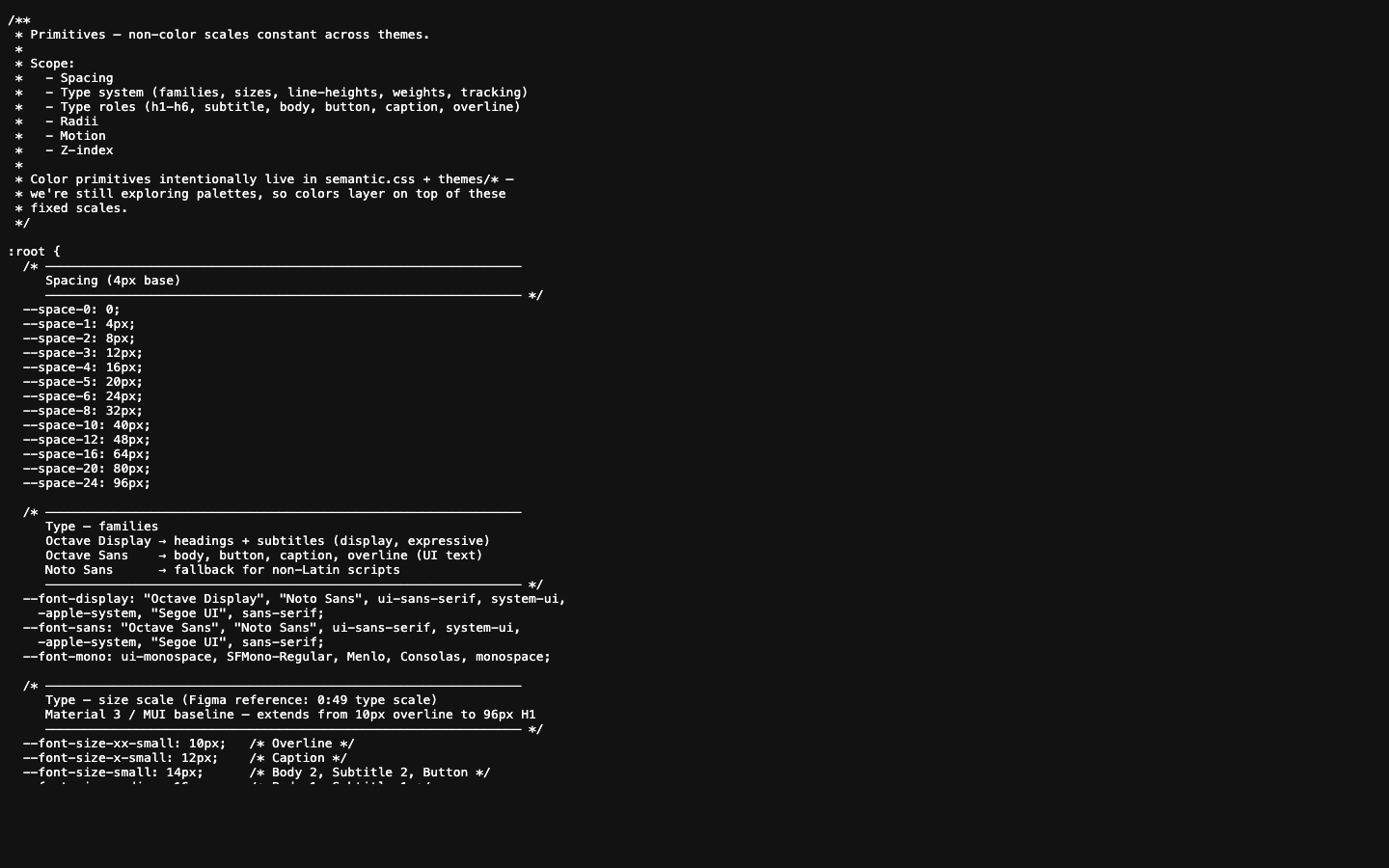 octave-design-system-tokens primitives.css preview